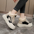 Bottines Chaudes Femme Style Basket Similicuir, Col Peluche, vue 3