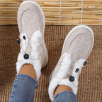 Bottes Fourrées Femme Courtes en Tissu, Lacets Élastiques, vue 6