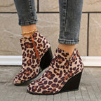 Bottines Femme Talon Compensé, Flanelle – coloris léopard