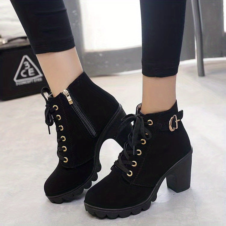Bottines Femme Lacets et Zip, Talon Haut, vue 2