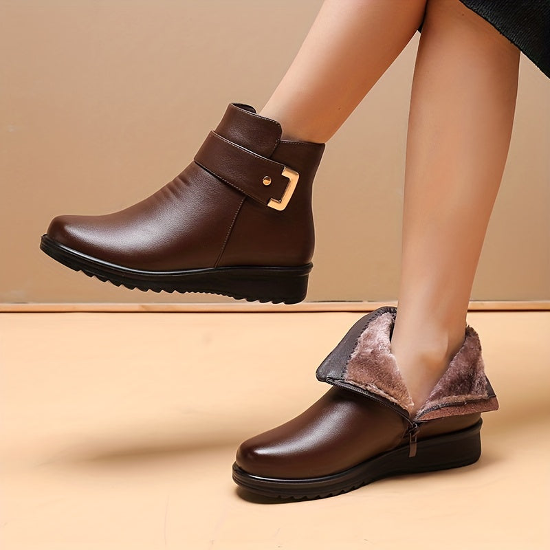 Bottines Femme Similicuir, Fermeture Zip – coloris marron