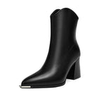 Bottines Femme Bout Pointu Métal, Talon Bloc, Doublure au Choix, vue 7