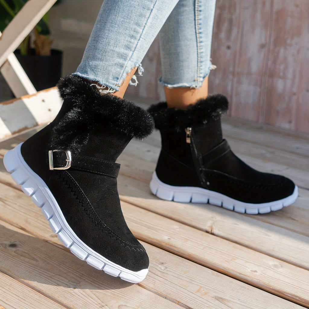 Bottines Femme Cheville, Fourrure Synthétique – coloris noir, vue 5