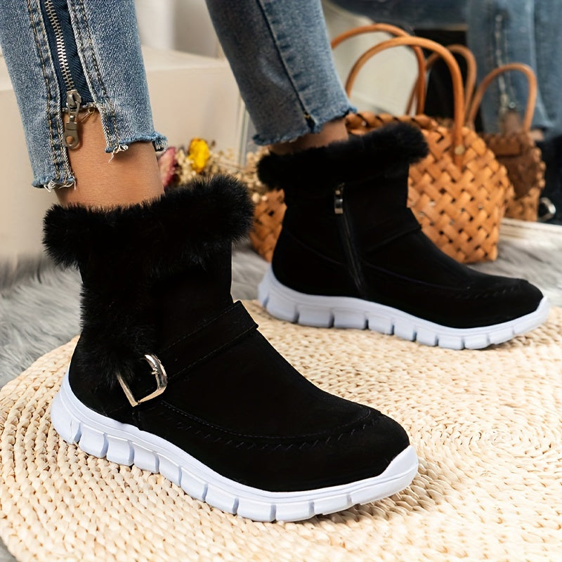 Bottines Fourrées Femme Tissu, Zip Latéral, vue 4