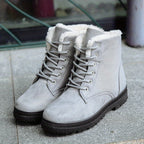 Bottes Femme à Lacets, Fourrées, Mi-Mollet – coloris gris, vue 3