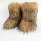 Bottes Femme Fausse Fourrure Longue, Style Renard – coloris marron