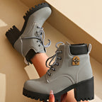 Bottes à Lacets Femme, Talon Haut Cranté, 5 Coloris – coloris gris