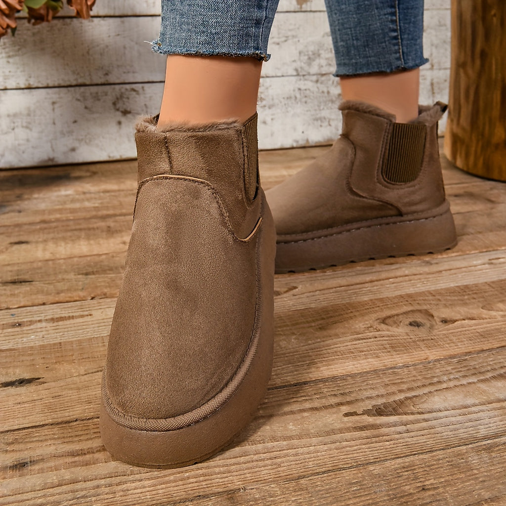 Bottines Chelsea Plateforme Femme, Col Fourrure, vue 14