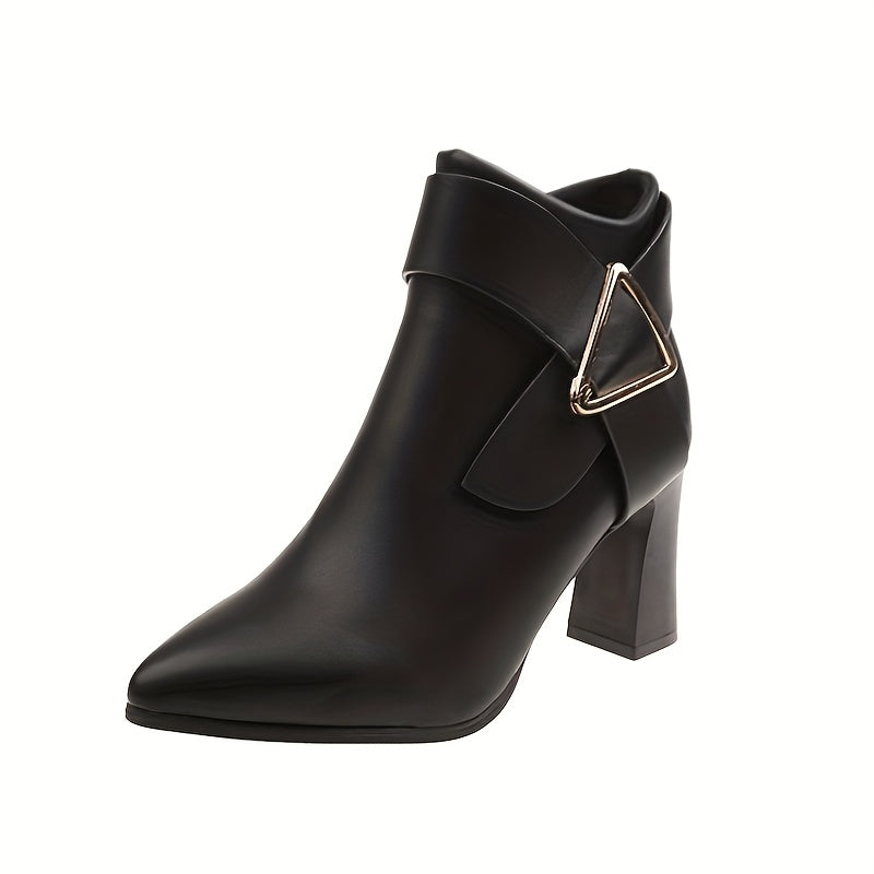 Bottines Femme Similicuir, Bride Triangle – coloris noir, vue 2