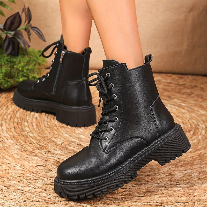 Bottines Femme Similicuir Noires à Lacets, vue 3
