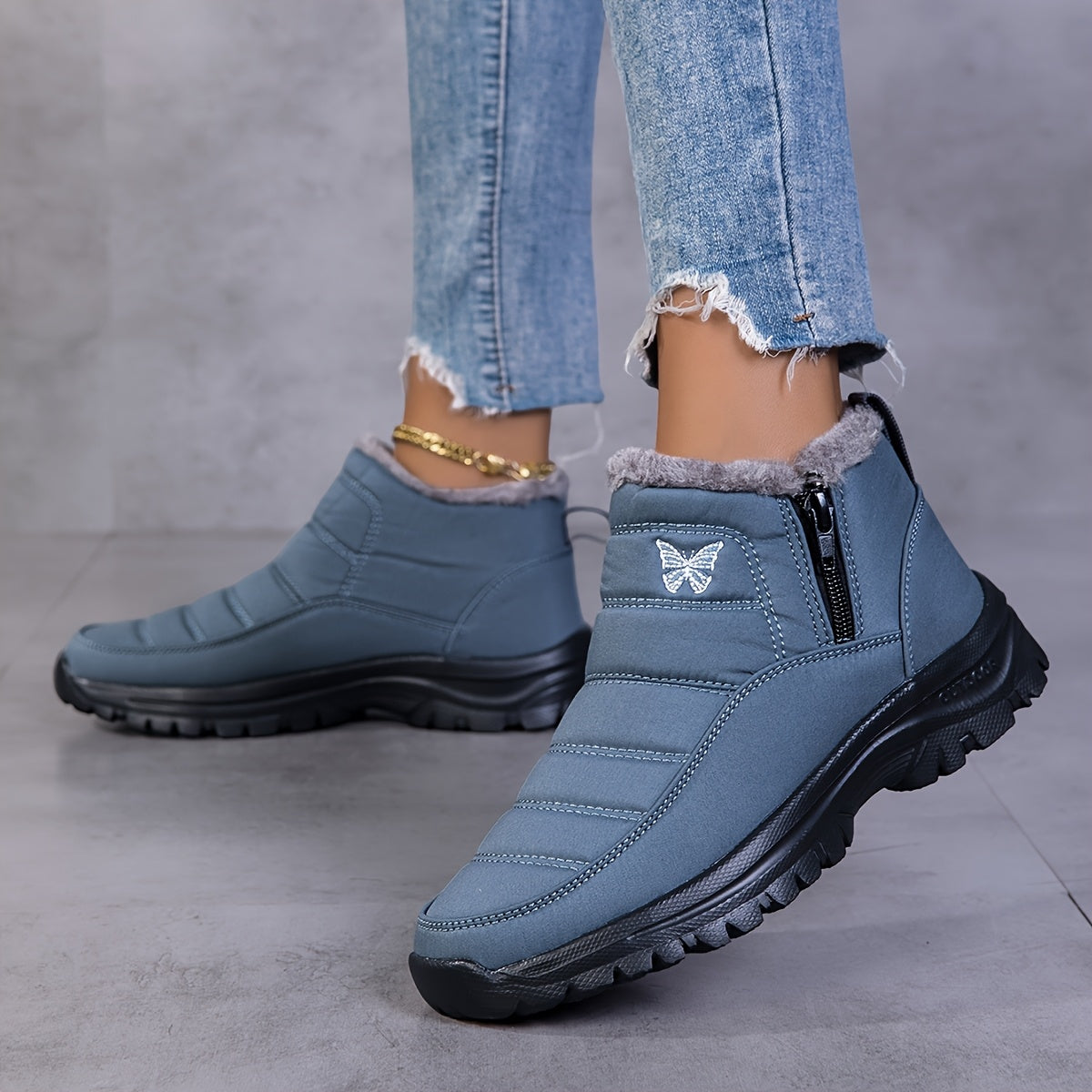 Bottines Femme Fourrées, Fermeture Zip, Bout Rond, vue 2