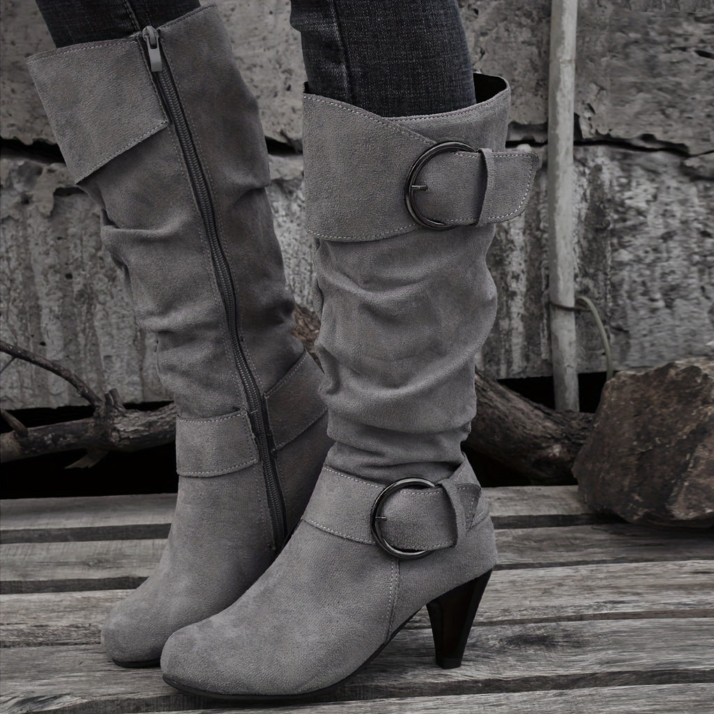 Bottes Hautes Femme à Boucle, Effet Daim, 4 Coloris, vue 5
