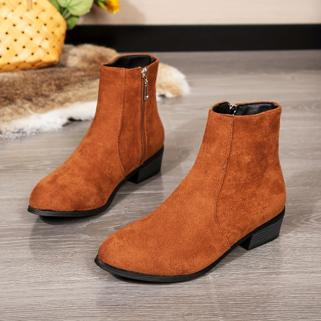 Bottines Femme Zippées, Microfibre Aspect Daim, Talon 4 cm, vue 8
