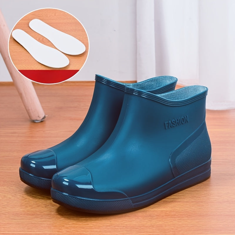 Bottes de Pluie Femme Courtes, Antidérapantes – coloris bleu pétrole