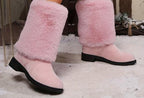 Bottes Femme Peluche, Revers Fausse Fourrure – coloris rose