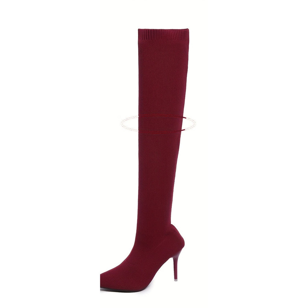 Cuissardes Femme Stiletto, Sur-Cuisse, Bout Pointu – coloris bordeaux