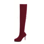 Cuissardes Femme Stiletto, Sur-Cuisse, Bout Pointu – coloris bordeaux