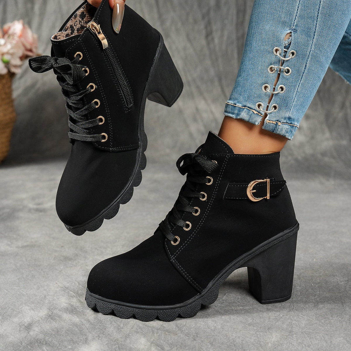 Bottines Femme Plateforme, Boucle Décorative, vue 3