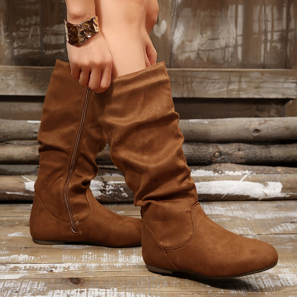 Bottes Mi-Mollet Femme, Fermeture Éclair, vue 13