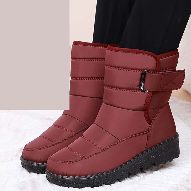 Bottes d'Hiver Femme Grande Taille, Auto-Agrippante – coloris rouge