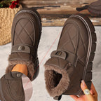Bottes de Neige Femme Courtes Matelassées, Col Fourrure – coloris café