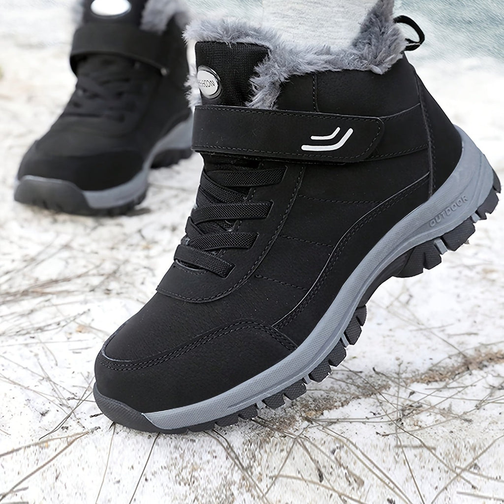 Bottes de Neige Unisexe, Scratch et Lacets, Doublure Peluche