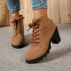 Bottines à Lacets Femme Similicuir, Talon Haut, Boucle, vue 7