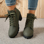 Bottines à Lacets Femme Similicuir, Talon Haut, Boucle, vue 10