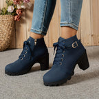 Bottines à Lacets Femme Similicuir, Talon Haut, Boucle, vue 13