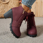 Bottines à Lacets Femme Similicuir, Talon Haut, Boucle, vue 14