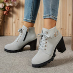 Bottines à Lacets Femme Similicuir, Talon Haut, Boucle, vue 2