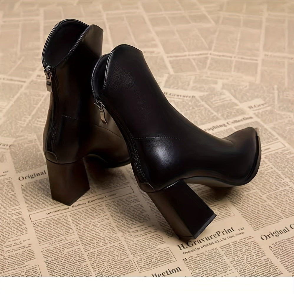 Bottines Femme Bout Pointu Métal, Talon Bloc, Doublure au Choix, vue 4