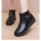 Bottines Chaudes Femme Similicuir Noir, Doublure Flanelle