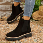 Bottines Chelsea Femme Semelle Crantée, Aspect Daim, vue 2