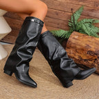 Bottes à Revers Femme Similicuir, Talon Bloc, vue 11