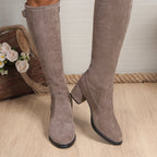 Bottes Hautes Femme Extensibles, Aspect Daim, à Enfiler, vue 3