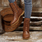Bottes à Lacets Femme Similicuir, Zip et Bride à Boucle, vue 7