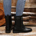 Bottes à Lacets Femme Similicuir, Zip et Bride à Boucle, vue 2