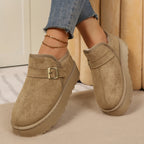 Bottines Plateforme Femme Aspect Daim, Sangle à Boucle, vue 2