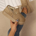 Bottines Plateforme Femme Aspect Daim, Sangle à Boucle, vue 4