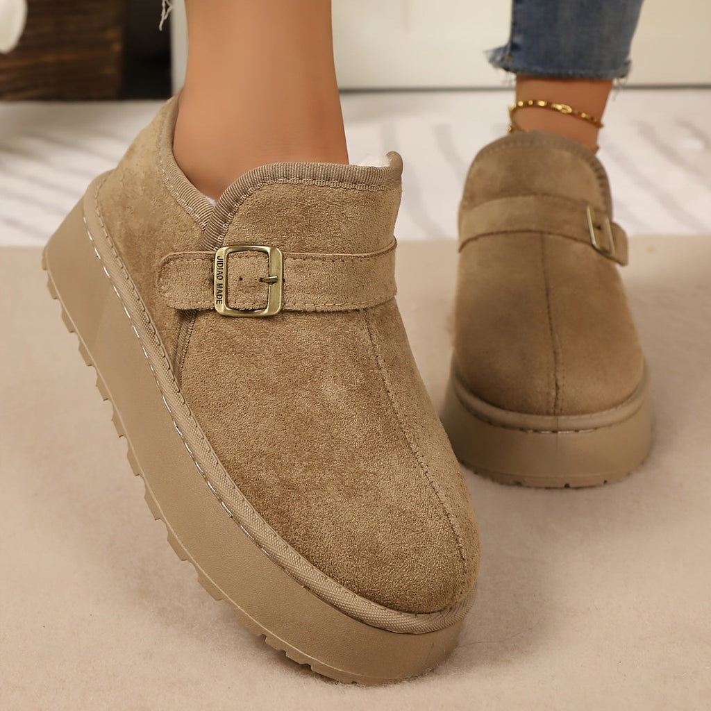 Bottines Plateforme Femme Aspect Daim, Sangle à Boucle, vue 5