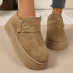 Bottines Plateforme Femme Aspect Daim, Sangle à Boucle, vue 5