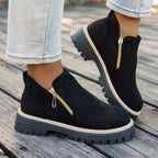Bottines Femme Aspect Daim, Double Zip, Semelle Crantée, vue 4