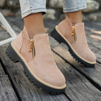 Bottines Femme Aspect Daim, Double Zip, Semelle Crantée, vue 10