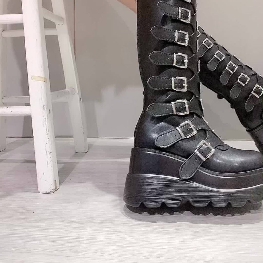 Cuissardes Femme Similicuir, Brides Métal, vue 22