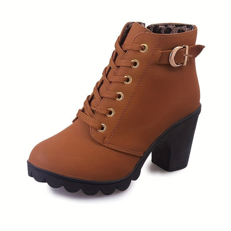 Bottines Femme Lacets et Zip, Talon Haut, vue 9