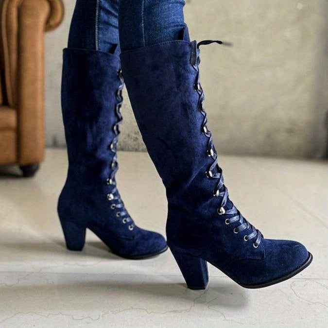 Bottes Hautes Femme à Lacets, Talon Bloc, vue 4