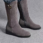 Bottes Mi-Mollet Femme, Col Fausse Fourrure, vue 4