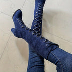 Bottes Hautes Femme à Lacets, Talon Bloc, vue 3