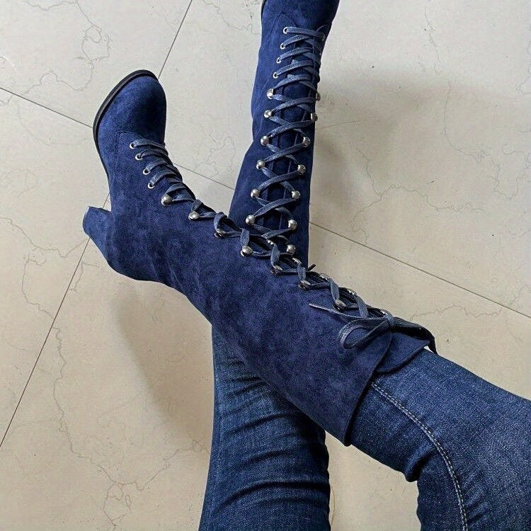 Bottes Hautes Femme à Lacets, Talon Bloc, vue 3